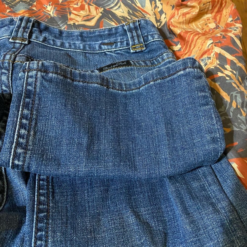 JEANS Rock & Roll Cowgirl Denim Jeans with Pink Stitching .
size 28x34 - Picture 8 of 9